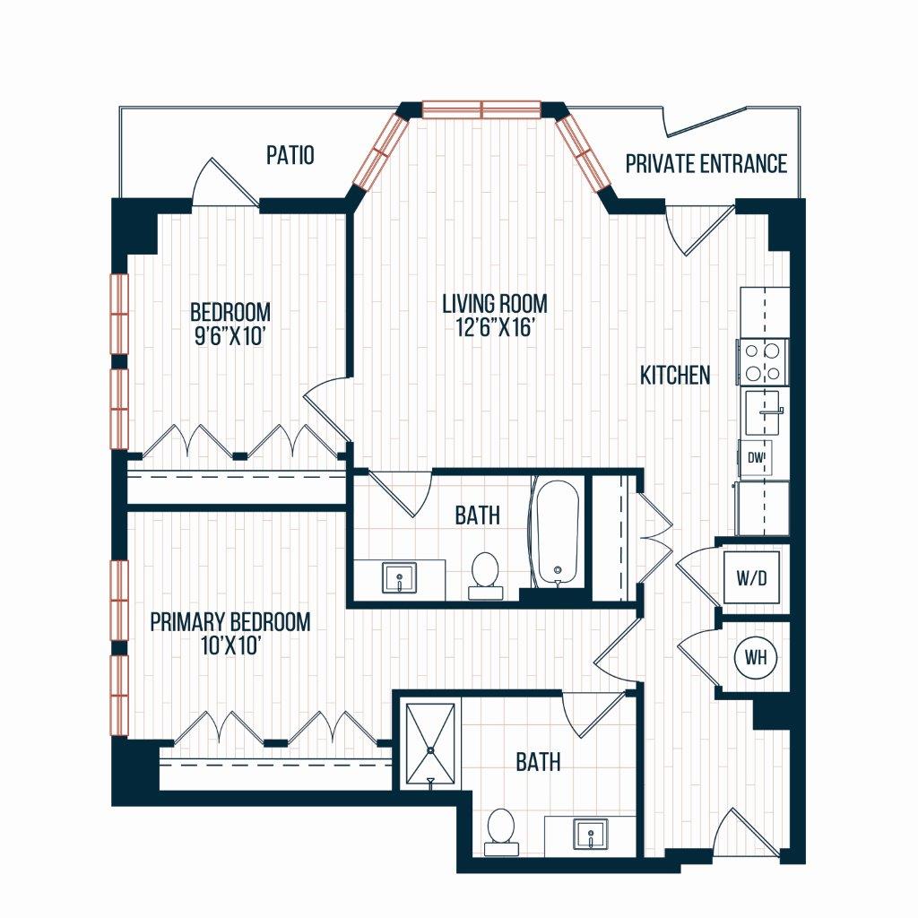 Capitol Rose Luxury Apartments in Washington, DC B1 Floor Plan